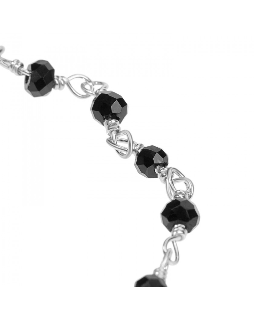 Alternative view of Bracciale Rosario DVCCIO con iniziale e pietre nere BRBPAGWN