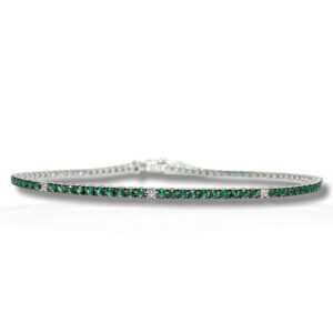 Bracciale Tennis Crivelli in Oro Bianco Con Smeraldi e Brillanti
