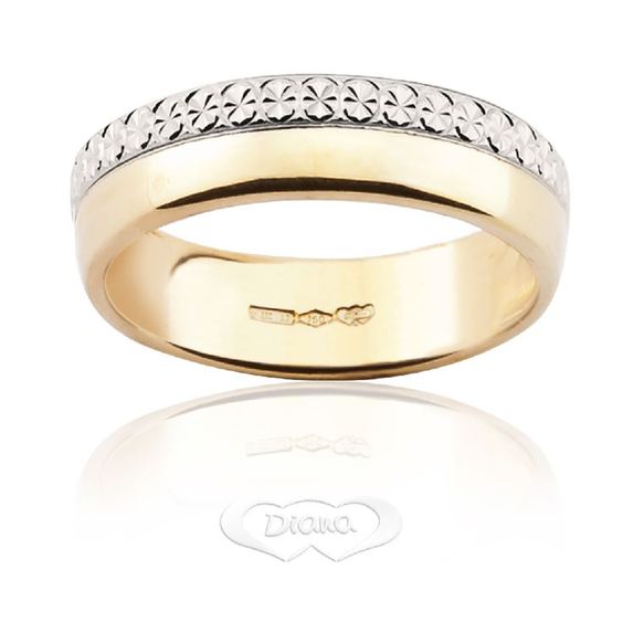 Fede Girella Diana 5 mm Oro Giallo e Bianco