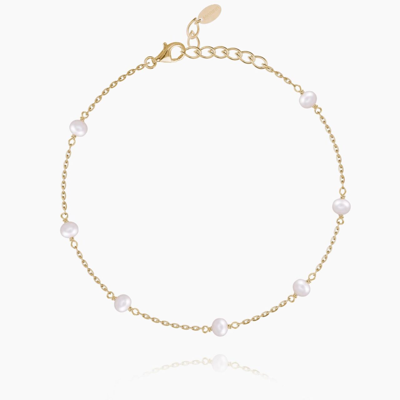 Cavigliera Donna Mabina in Argento Dorato con Perle
