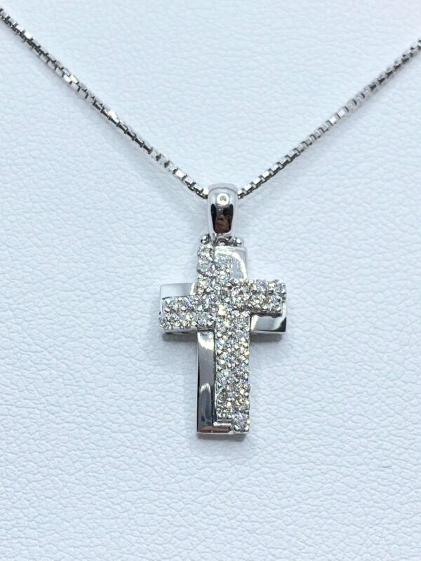 Collana PG Gioielli Con Croce in Oro Bianco e Diamanti Bianchi - immagine 5