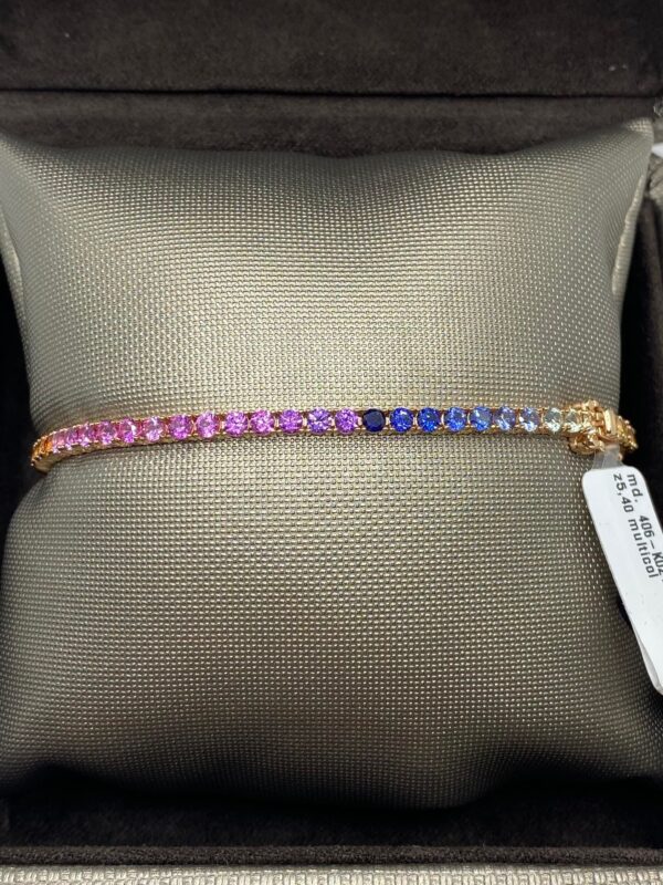 Bracciale Tennis Crivelli Rainbow con Zaffiri Idrotermali Ct 5,40 - immagine 4