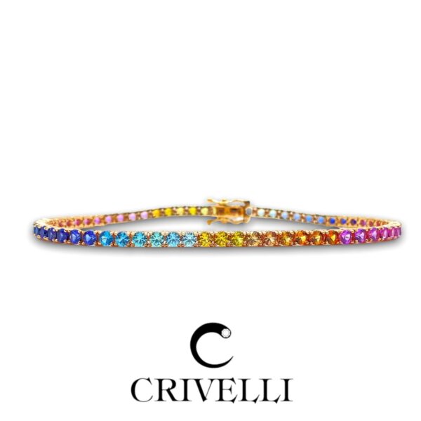 Bracciale Tennis Crivelli Rainbow con Zaffiri Idrotermali Ct 5,40