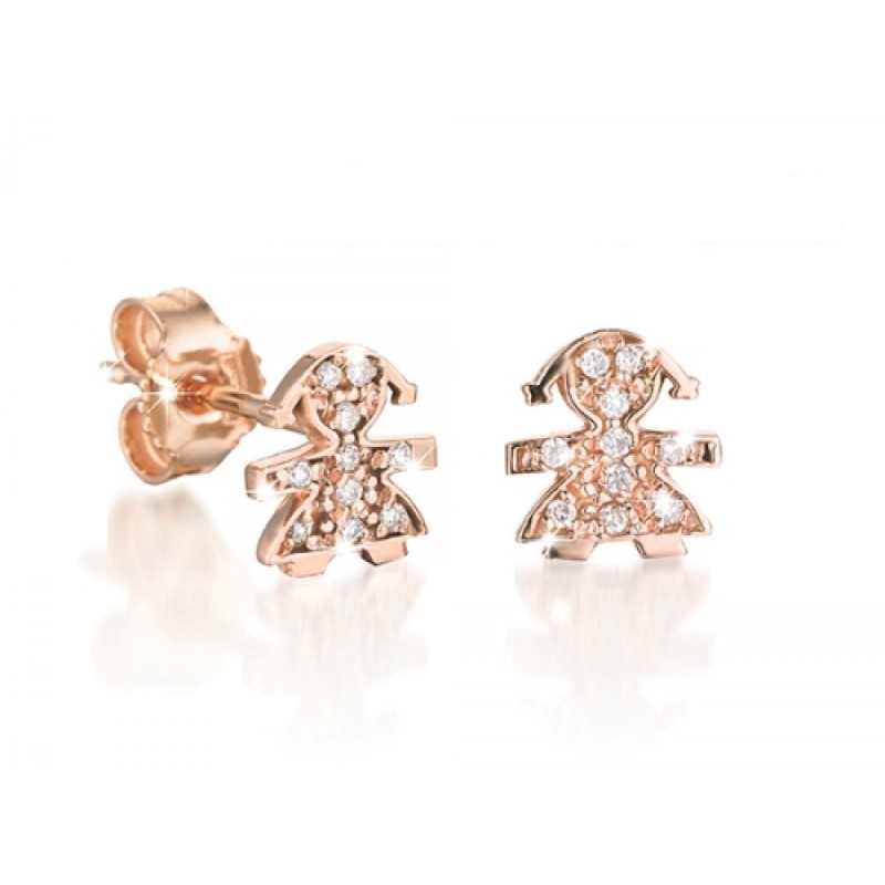 Orecchini Le Bebè Bimba in Oro Rosa e Diamanti - Le Briciole - LBB332