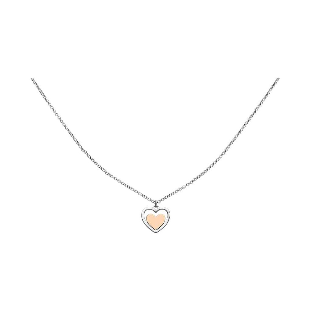 Collana Stroili Doppio Cuore in Argento Bicolore - Silver Shine