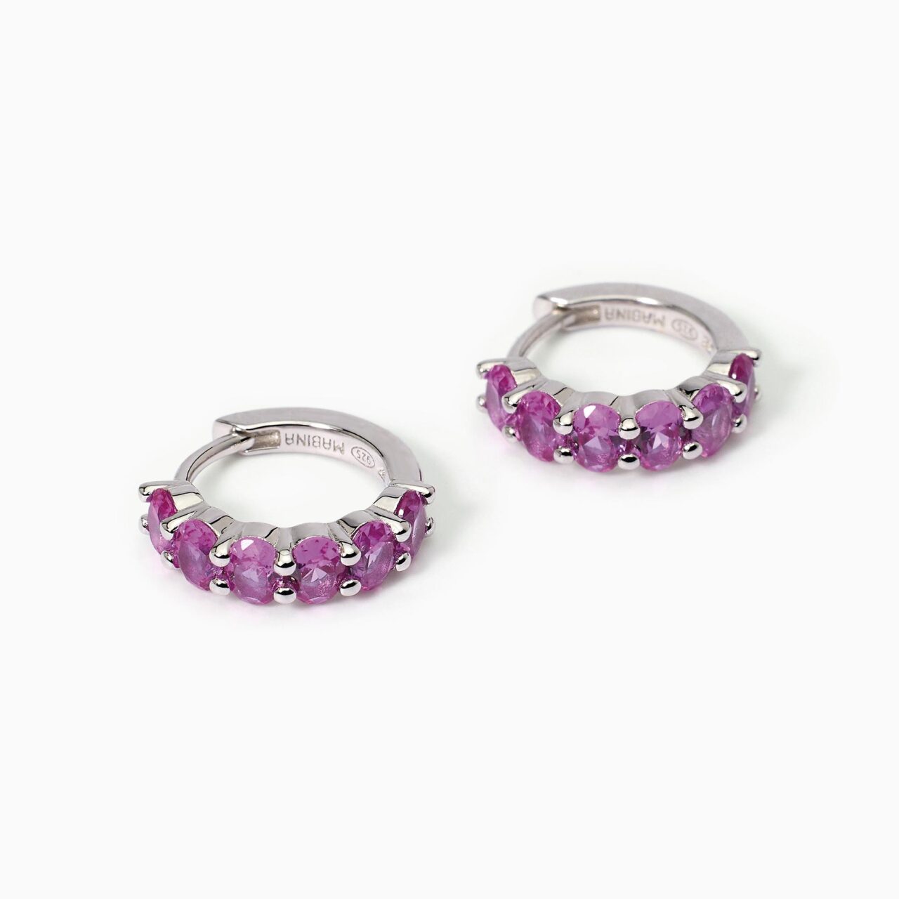 Alternative view of Orecchini a Cerchio Mabina in Argento e Zirconi - 563578