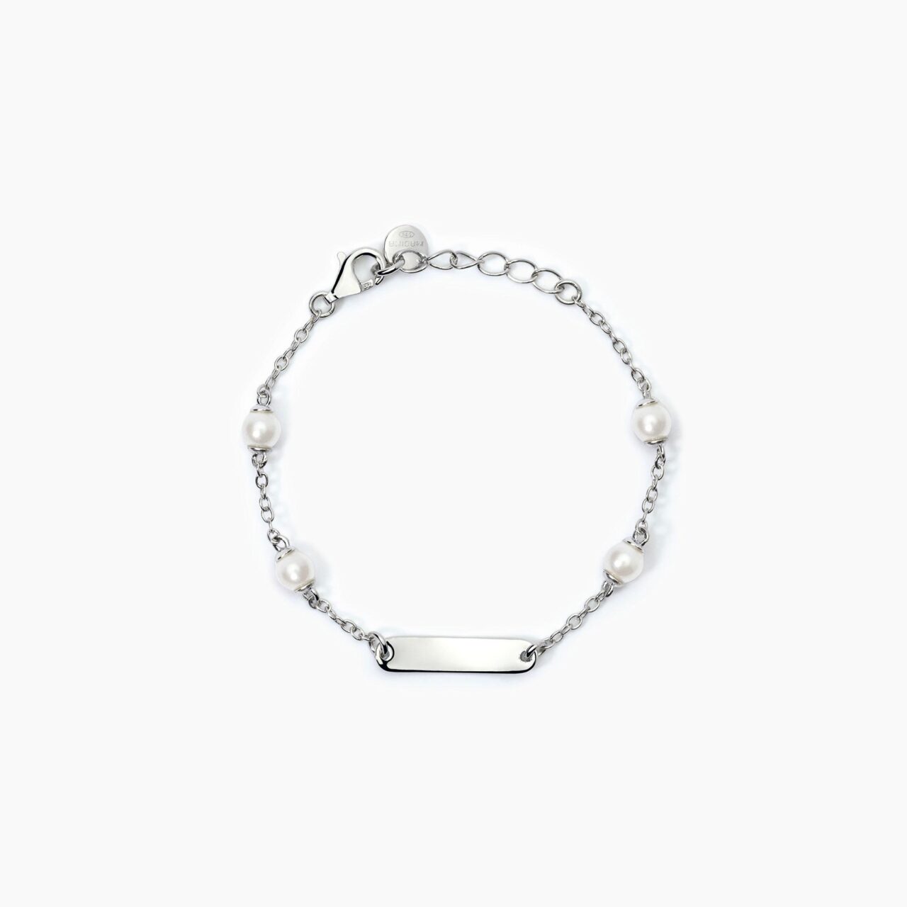 Bracciale Bambina Mabina in Argento con Targhetta e Perle