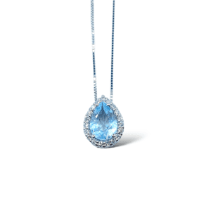 collana miluna in oro bianco con acquamarina