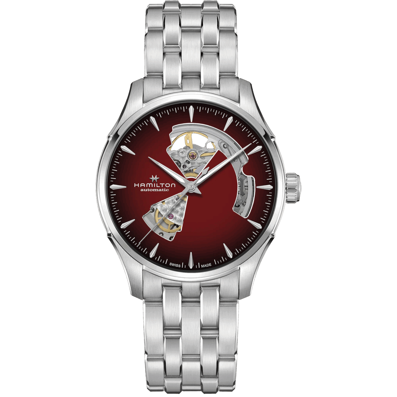 Orologio da uomo del brand Hamilton modello open heart automatico con movimento h10 e quadrante rosso solo tempo