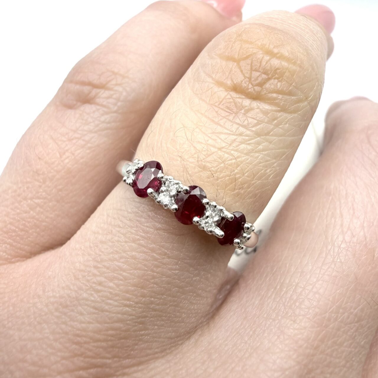 Alternative view of Anello Donna Miluna Trilogy in Oro con Rubini e Brillanti