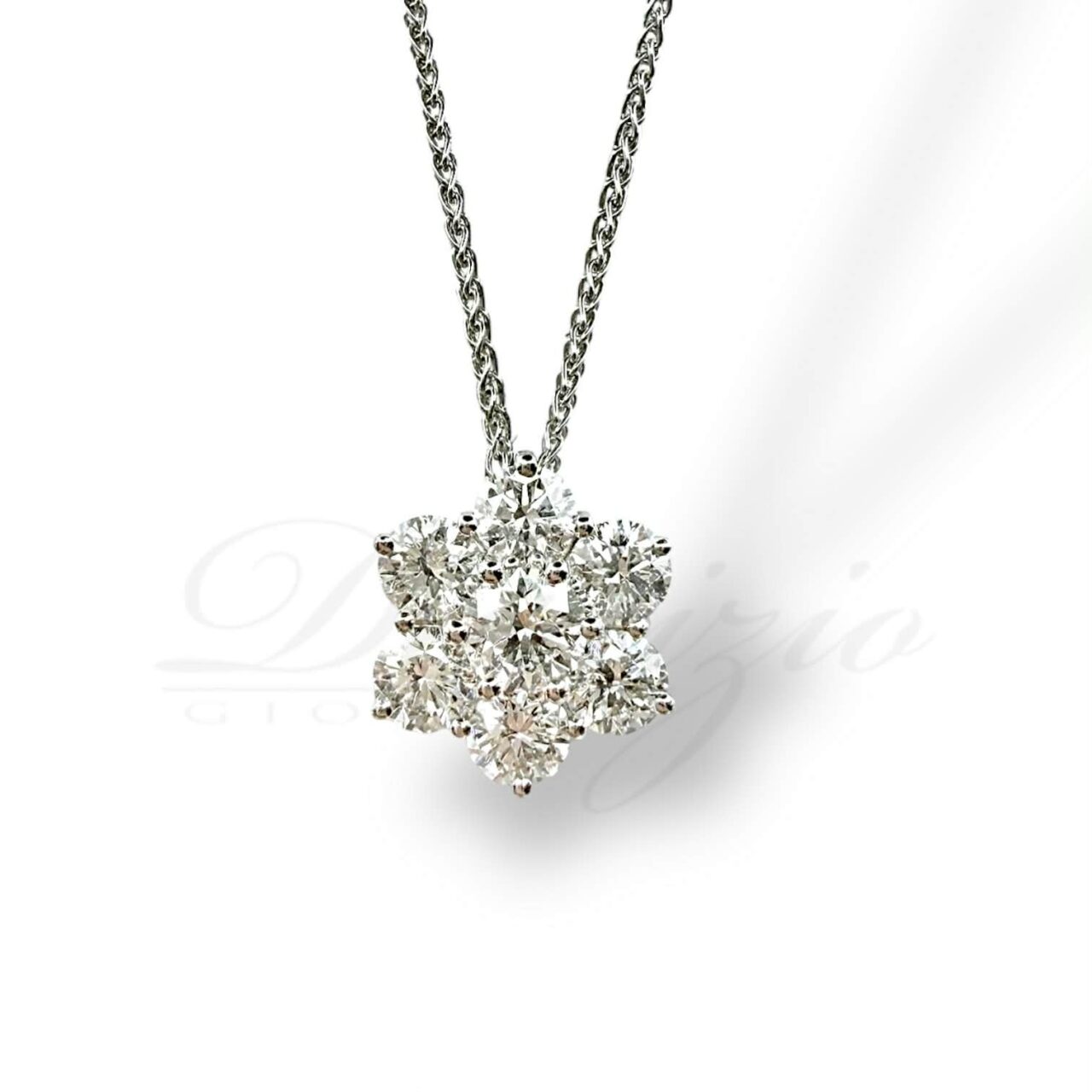 collana a fiore crivelli in oro bianco e brillanti