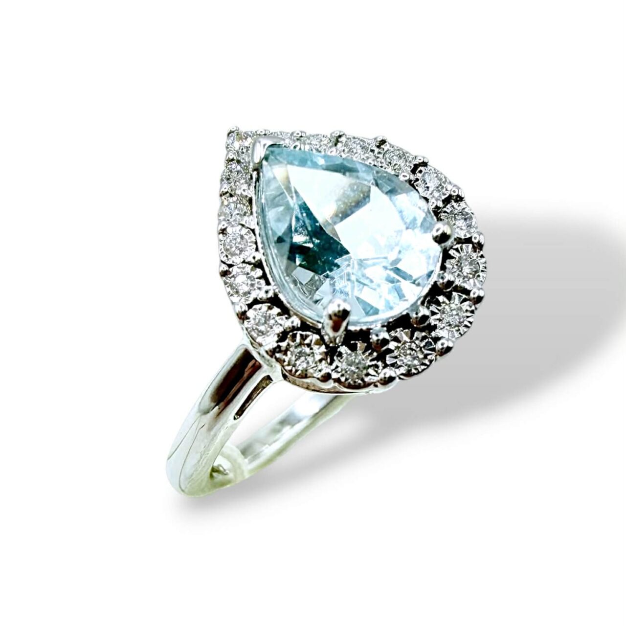 anello a goccia con acquamarina donna oro